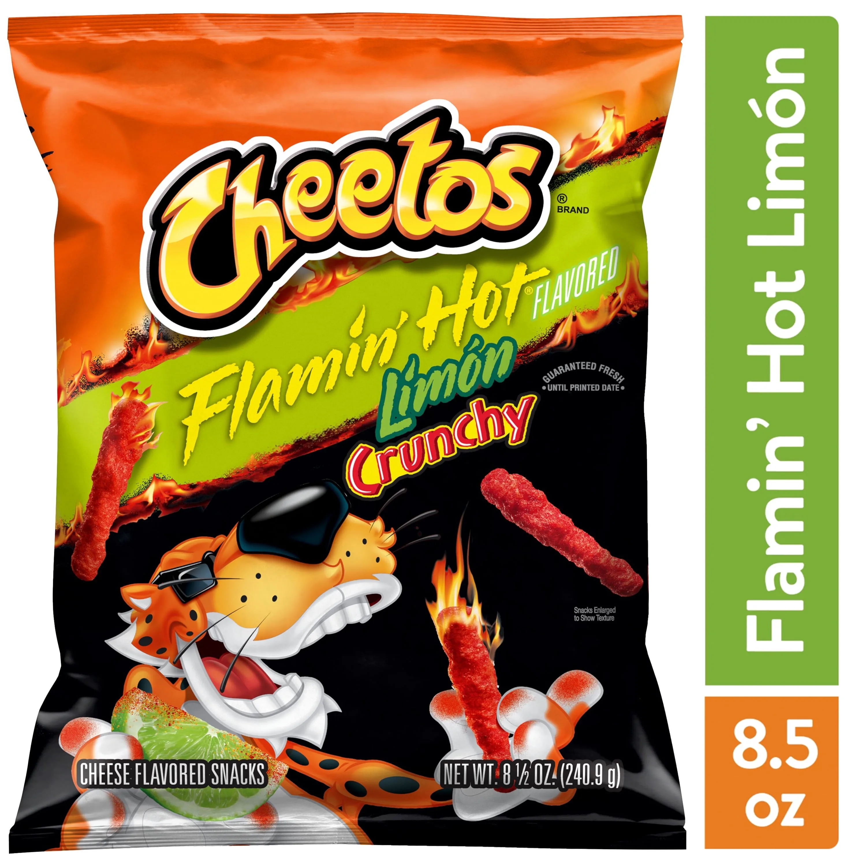 Cheetos, Crunchy Flamin' Hot Limon, Cheese Flavored Snacks, 8.5 oz Bag