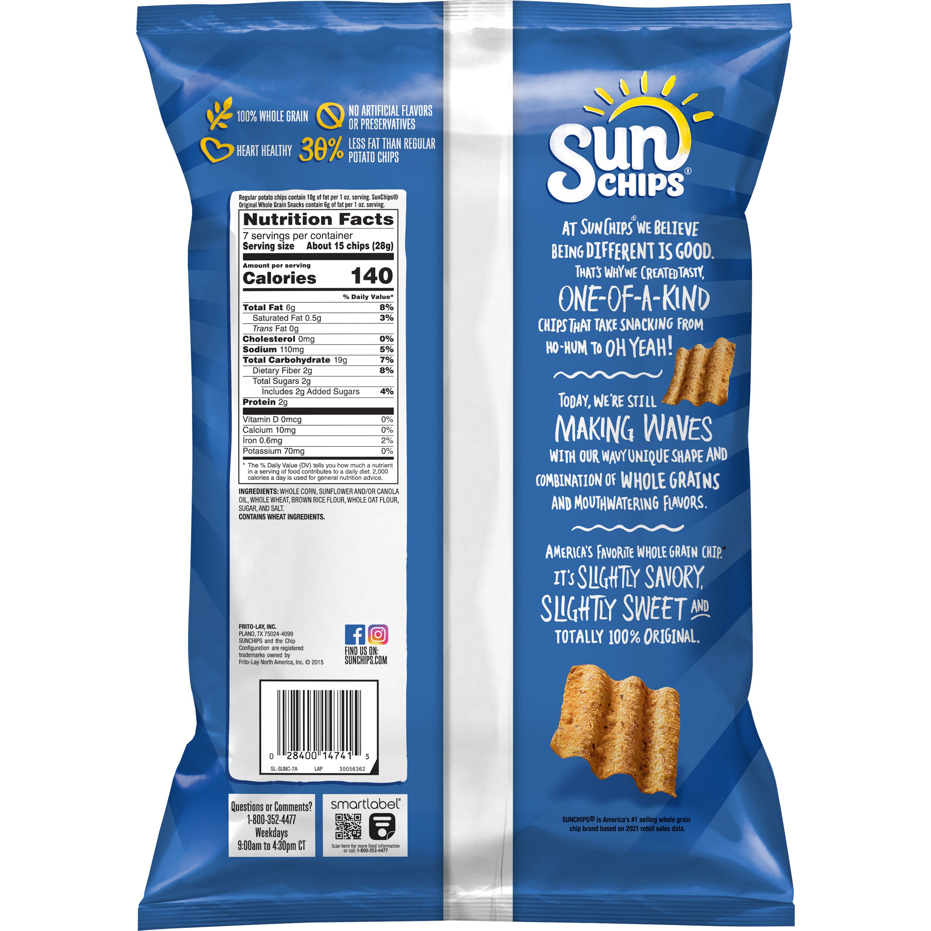 (1 PACK) SunChips Whole Grain Snacks, Original thumbnail 2