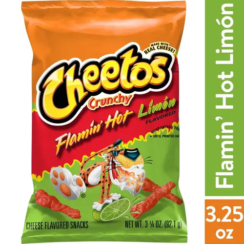 Cheetos Crunchy Flamin' Hot Limon Cheese Flavored Snack Chips,1PACK