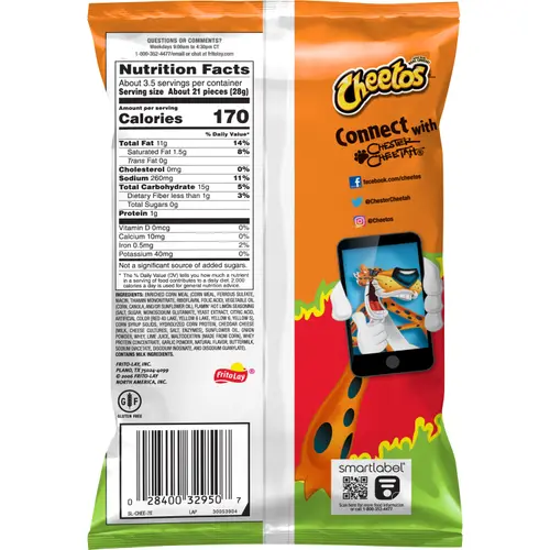 Cheetos Crunchy Flamin' Hot Limon Cheese Flavored Snack Chips,1PACK thumbnail 3
