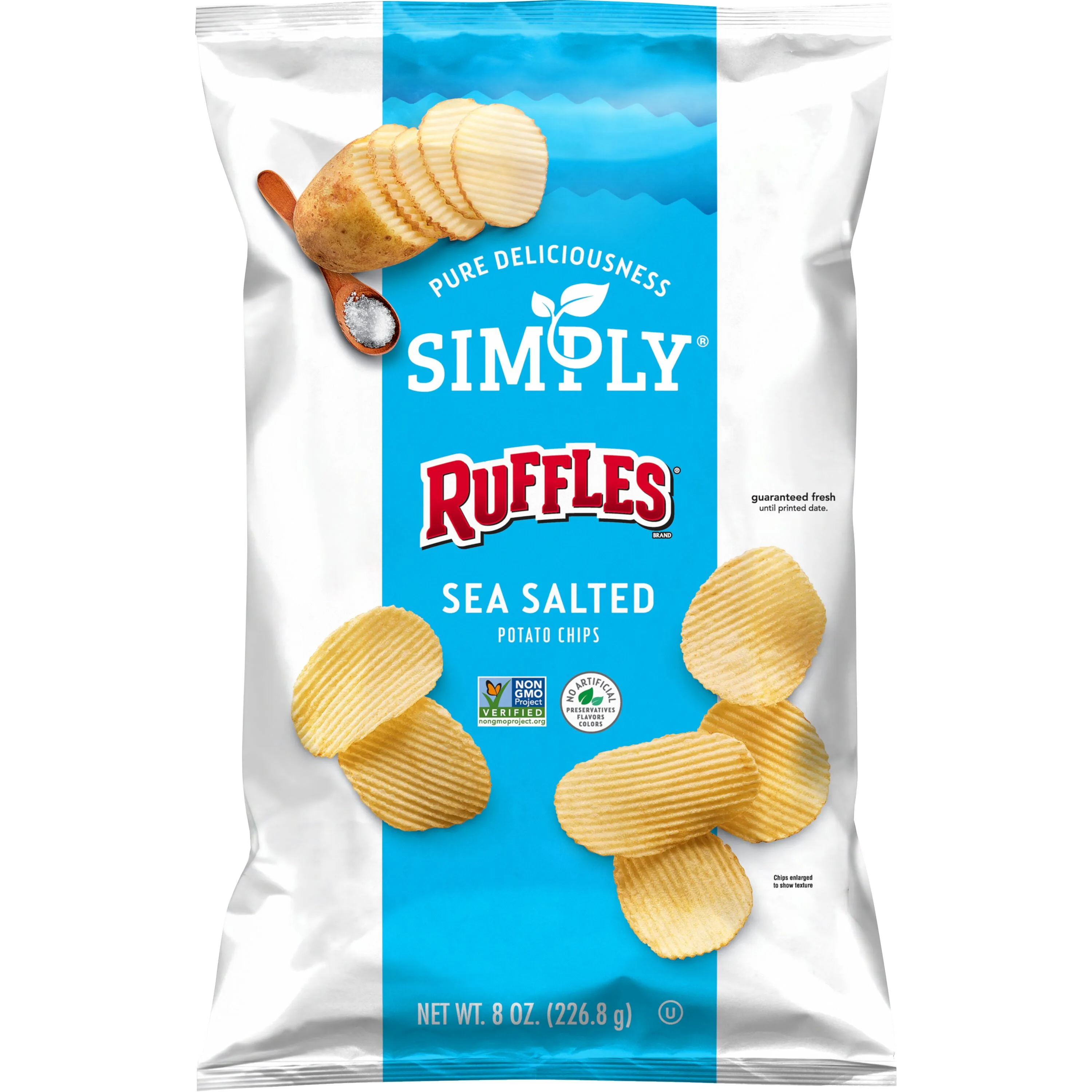 (1PACK),Ruffles Simply Sea Salted Potato Snack Chips