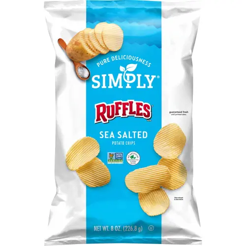 (1PACK),Ruffles Simply Sea Salted Potato Snack Chips