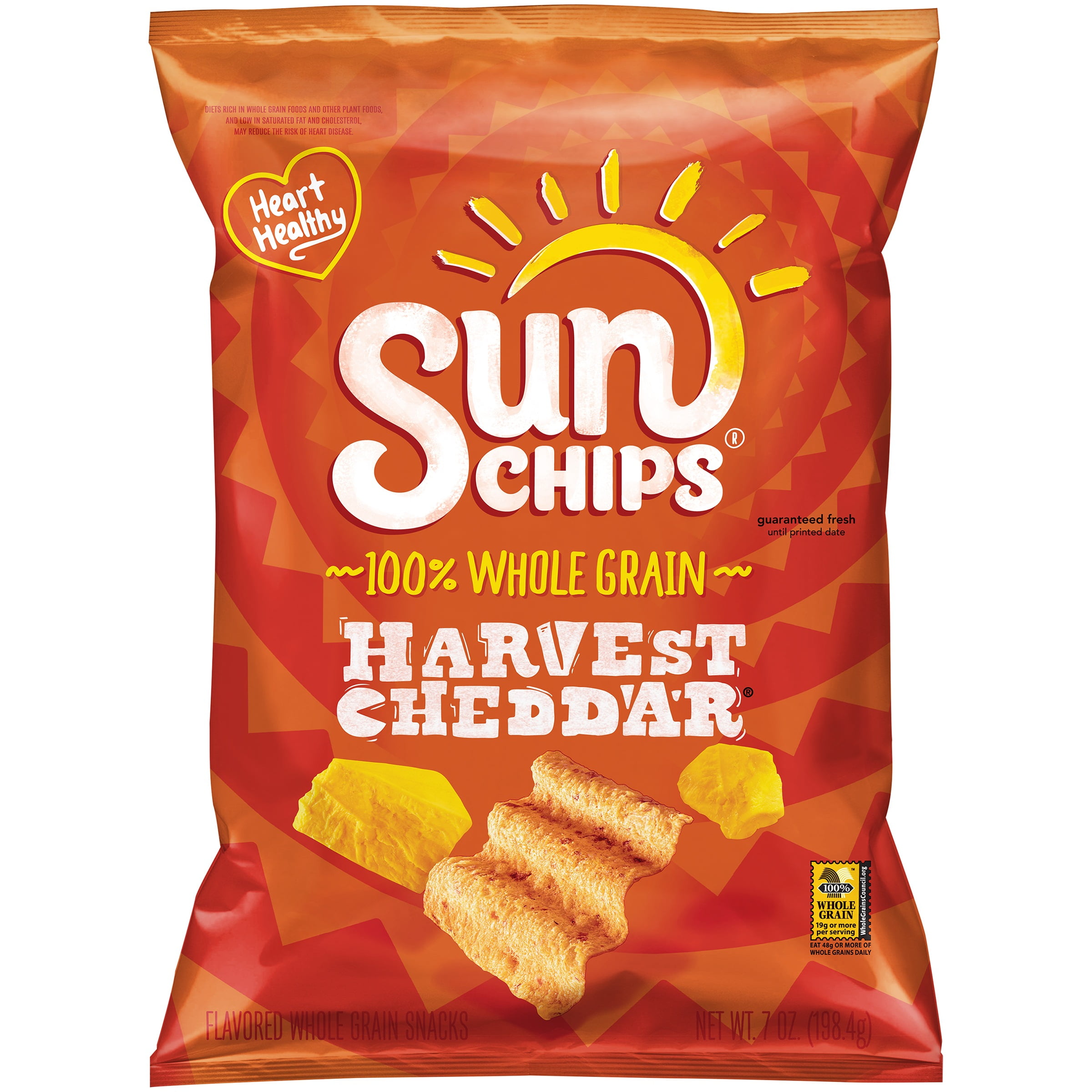 1PAK,Sun Chips Whole Grain Harvest Cheddar Flavored Multigrain Snacks