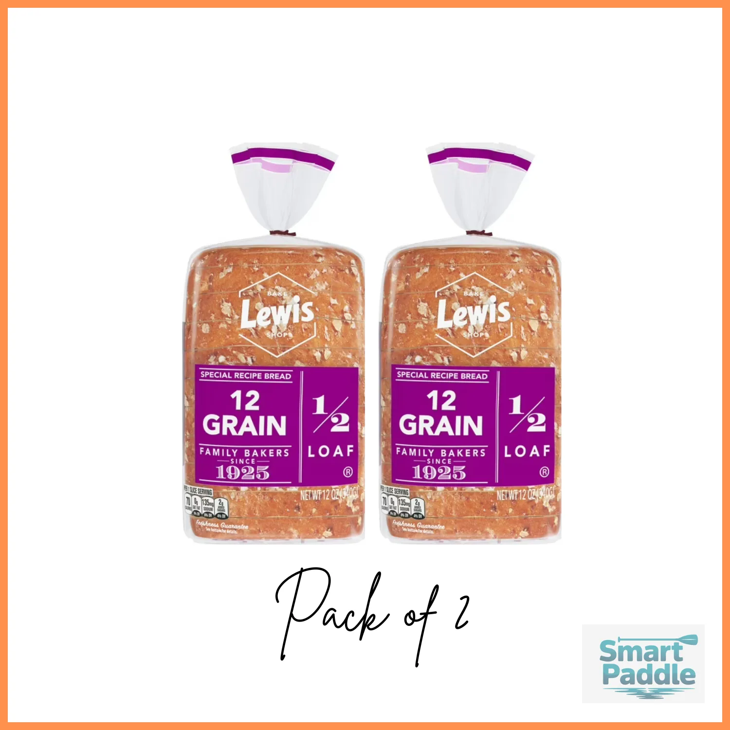 Lewis Bake Shop 12 Grain Half Loaf Bread, 1/2 Loaf, 12 oz   (2 Pack )