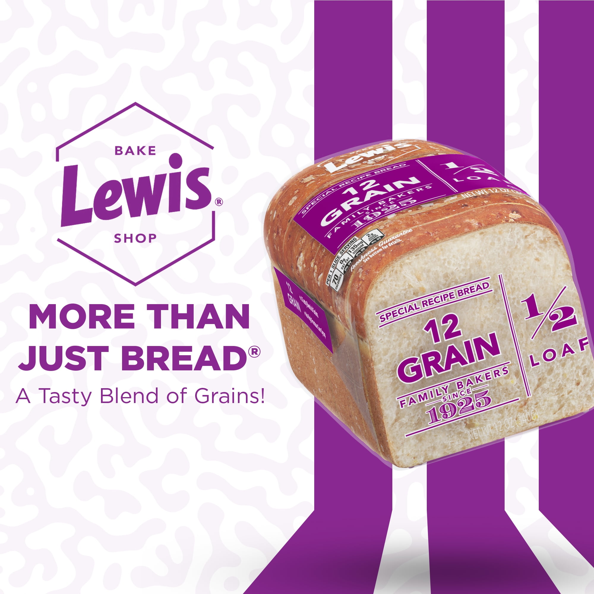 Lewis Bake Shop 12 Grain Half Loaf Bread, 1/2 Loaf, 12 oz   (2 Pack ) thumbnail 2