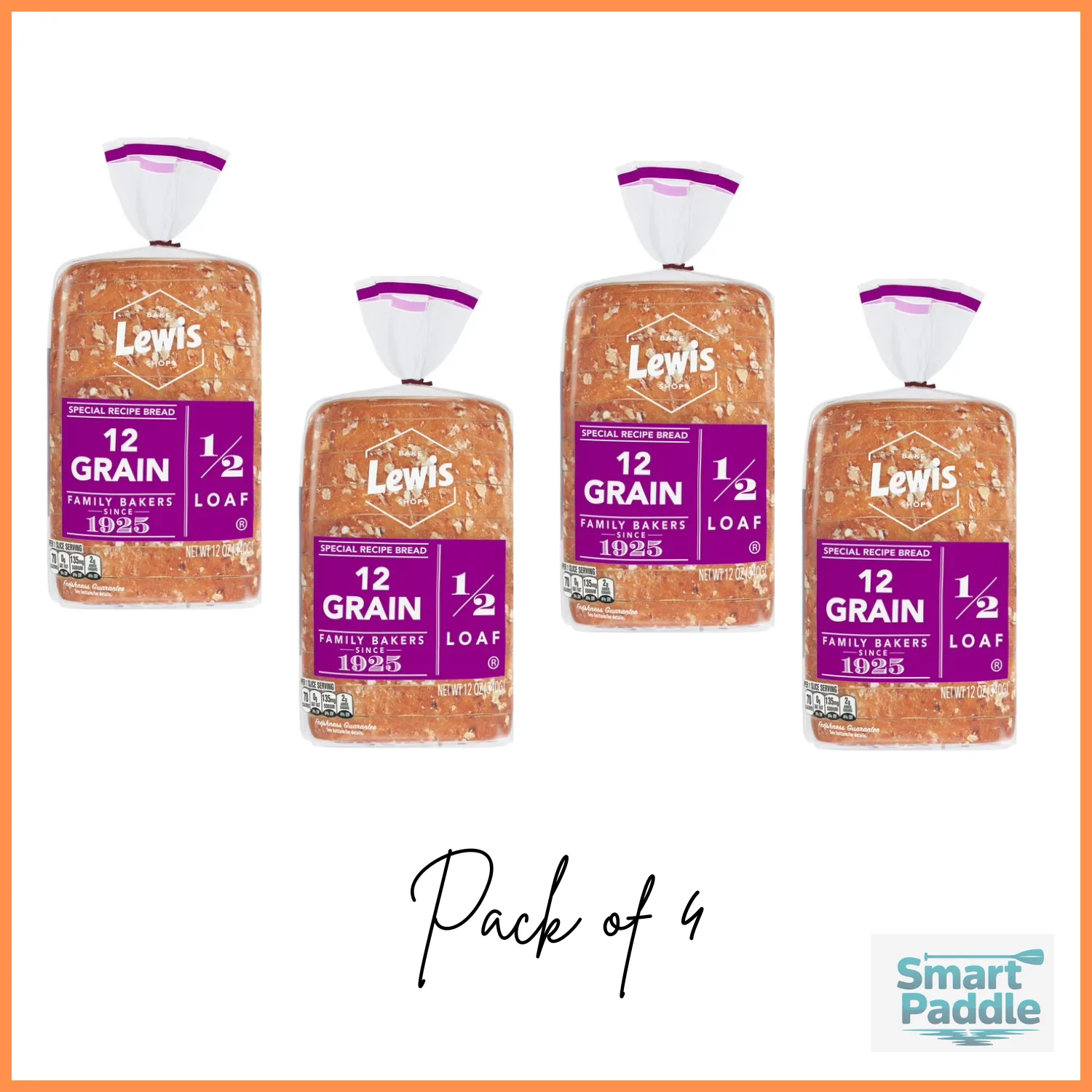 Lewis Bake Shop 12 Grain Half Loaf Bread, 1/2 Loaf, 12 oz  - (Pack of 4)