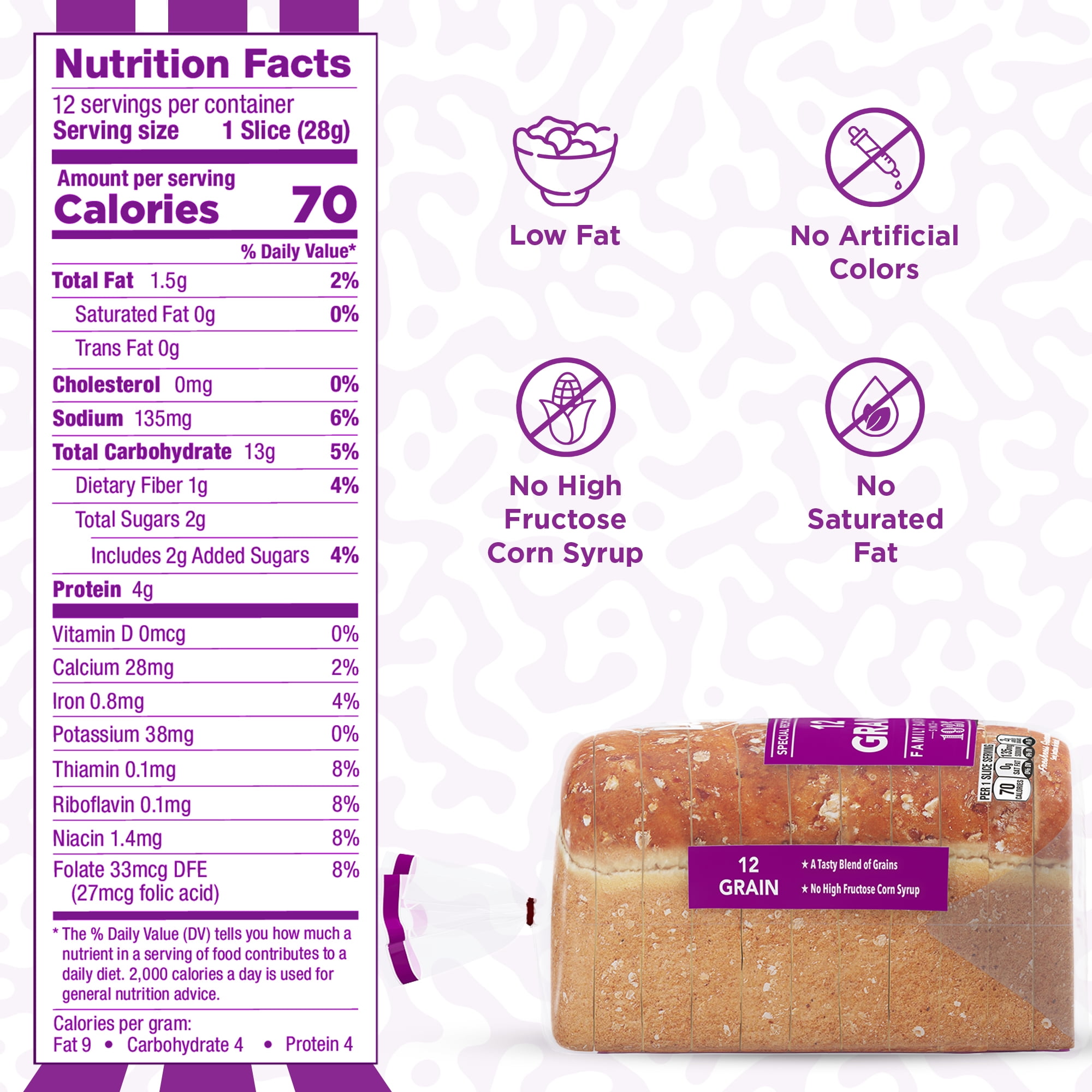 Lewis Bake Shop 12 Grain Half Loaf Bread, 1/2 Loaf, 12 oz  - (Pack of 4) thumbnail 4