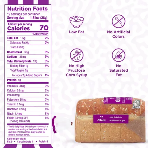 Lewis Bake Shop 12 Grain Half Loaf Bread, 1/2 Loaf, 12 oz  - (Pack of 4) thumbnail 4