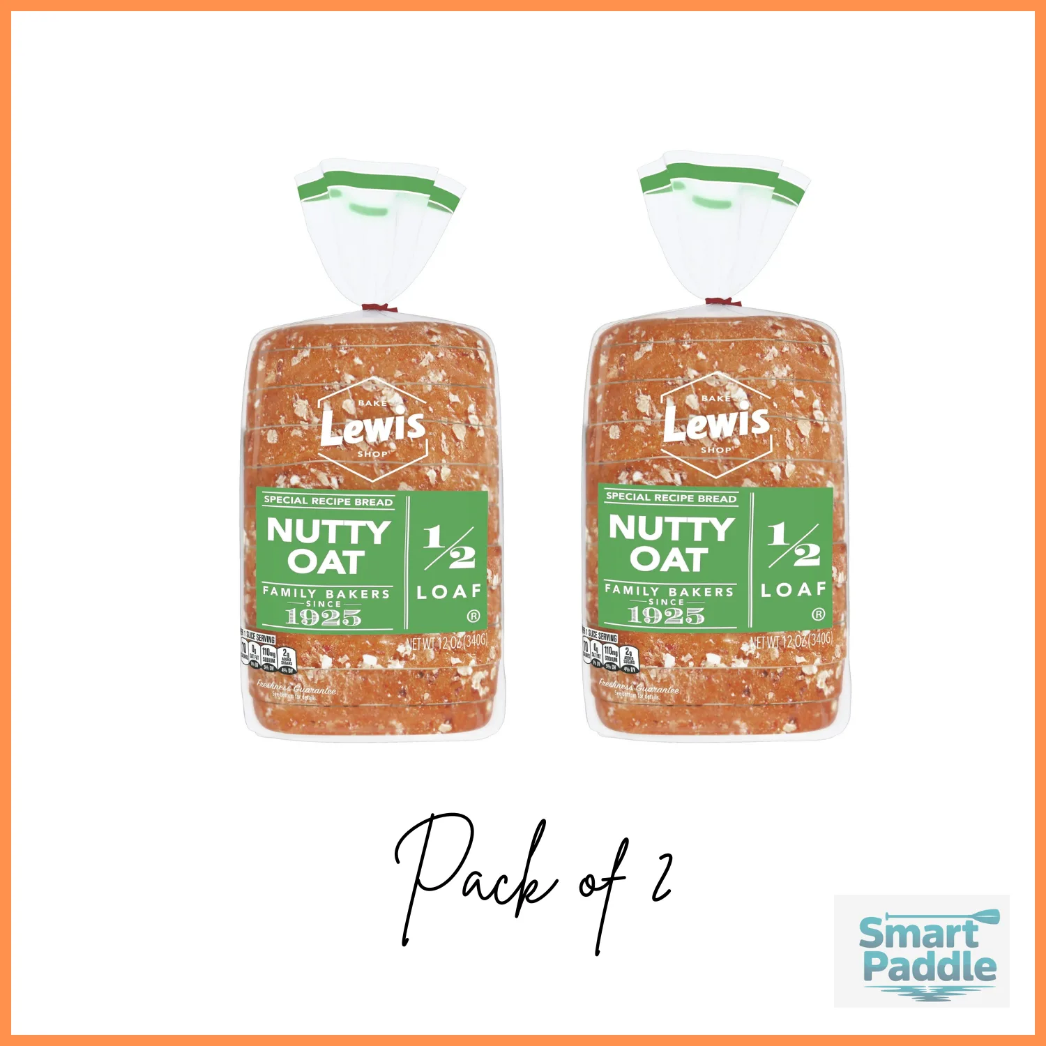 Lewis Bake Shop Nutty Oat Half Loaf Bread, 1/2 Loaf, 12 oz Pack of 2