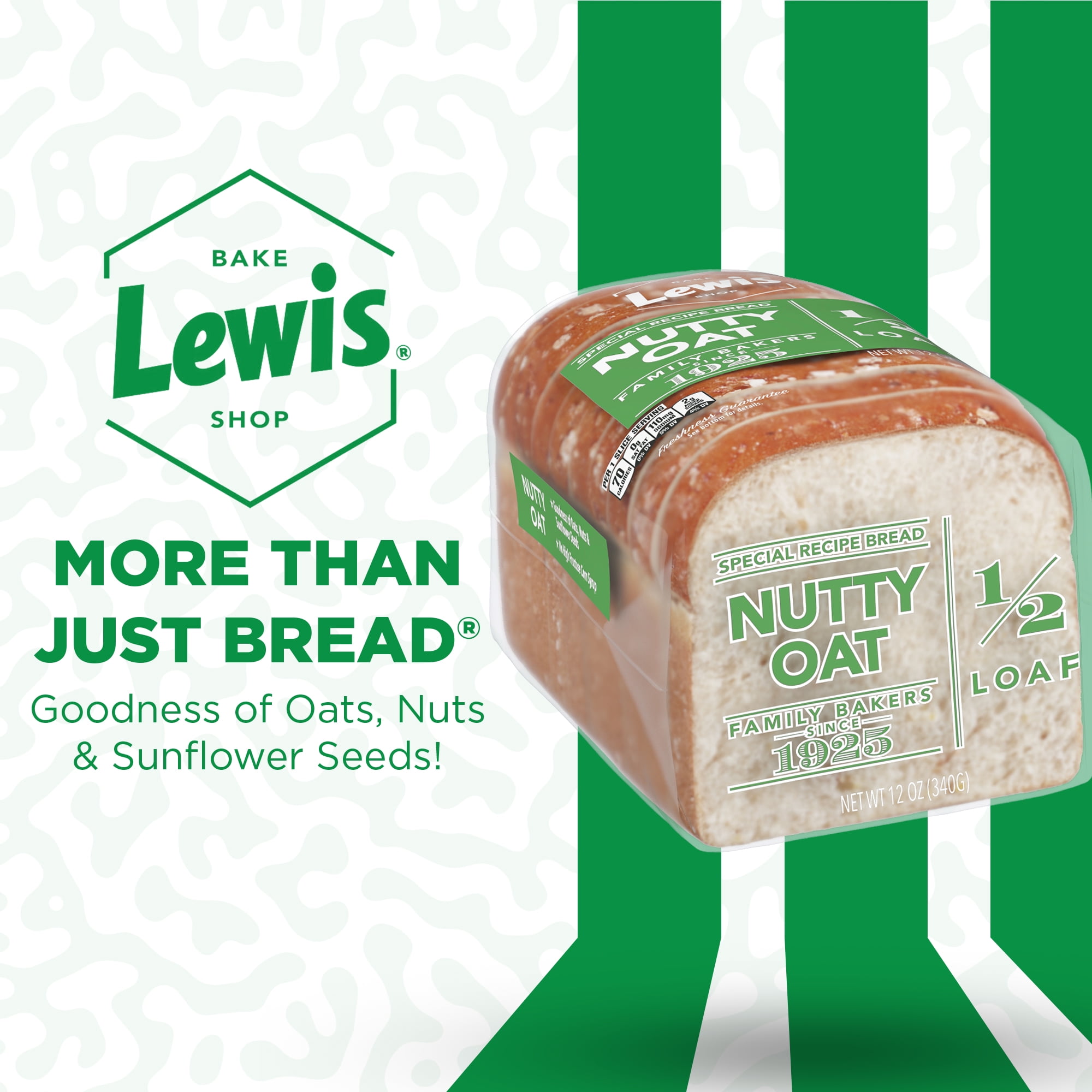 Lewis Bake Shop Nutty Oat Half Loaf Bread, 1/2 Loaf, 12 oz Pack of 2 thumbnail 2