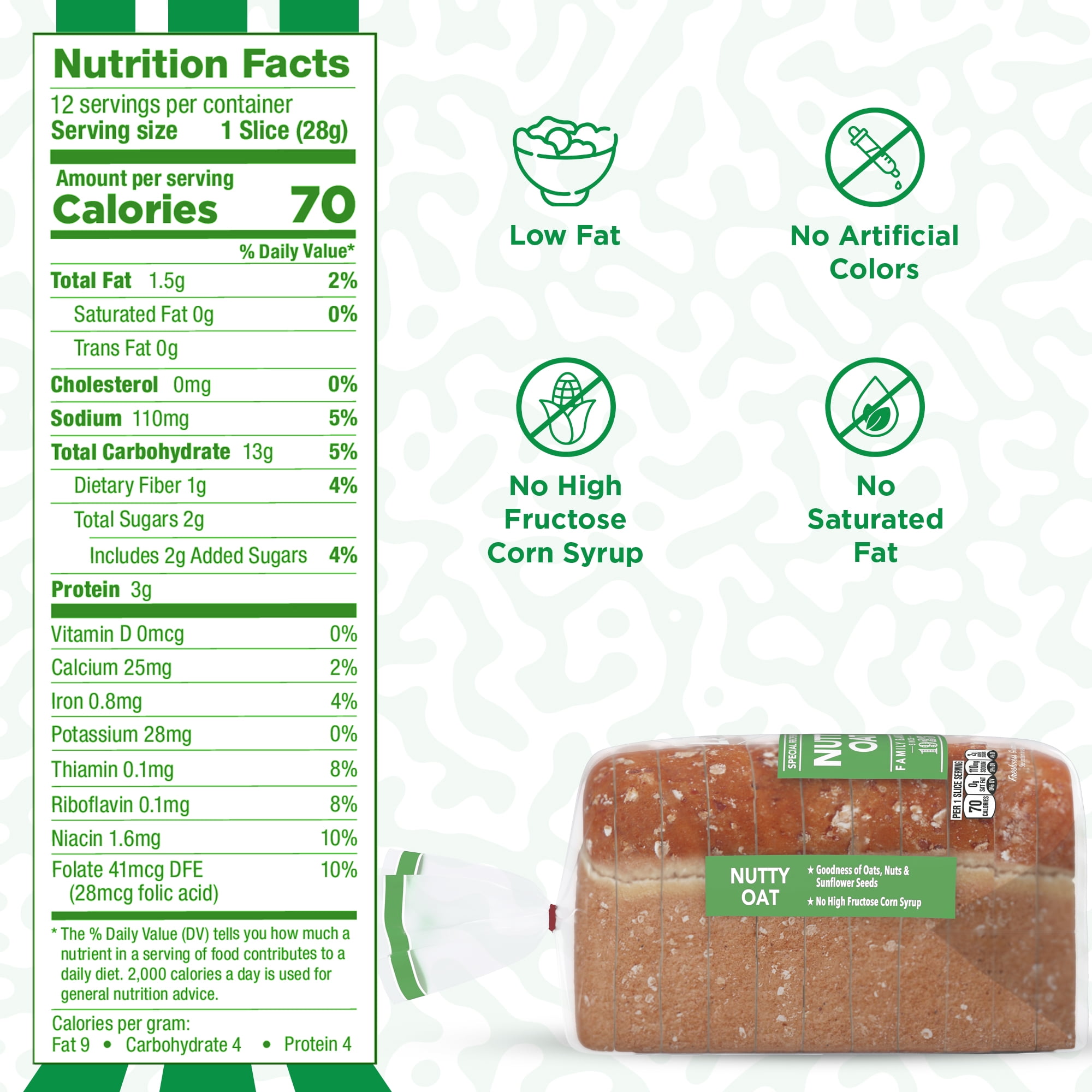 Lewis Bake Shop Nutty Oat Half Loaf Bread, 1/2 Loaf, 12 oz Pack of 2 thumbnail 4