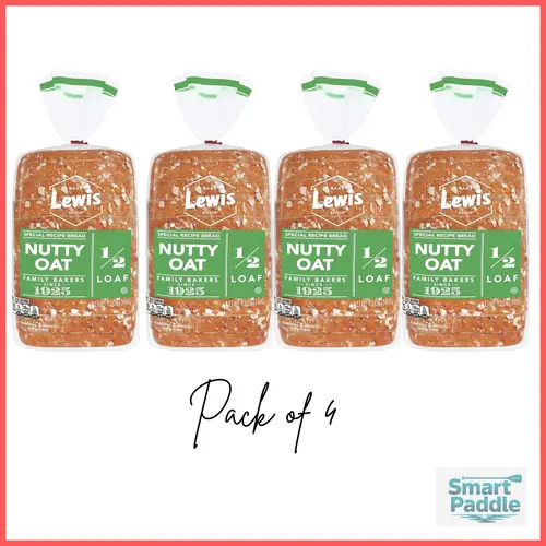 Lewis Bake Shop Nutty Oat Half Loaf Bread, 1/2 Loaf, 12 oz Pack of 4