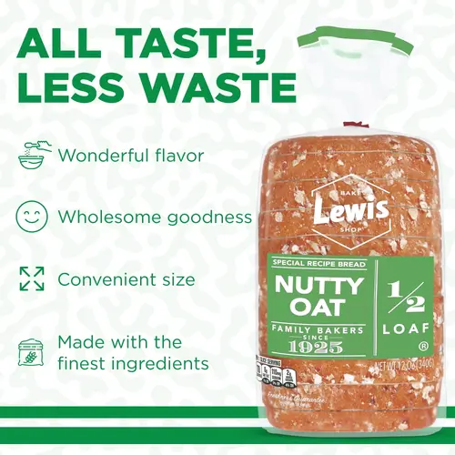 Lewis Bake Shop Nutty Oat Half Loaf Bread, 1/2 Loaf, 12 oz Pack of 4 thumbnail 4