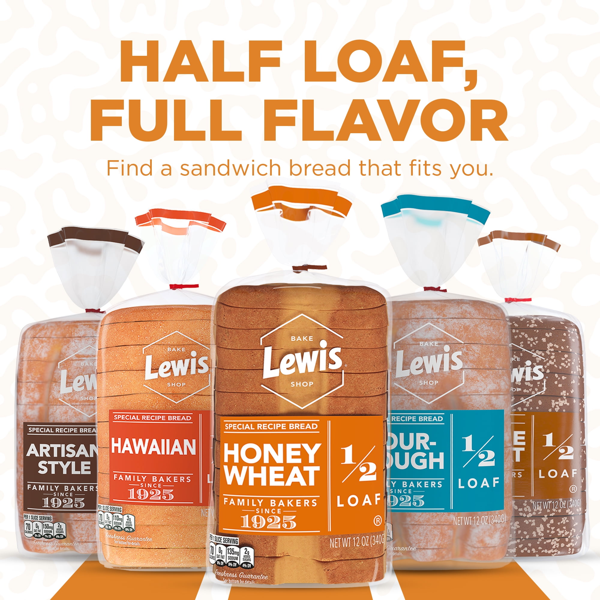 Lewis Bake Shop Honey Wheat Half Loaf Bread, 1/2 Loaf, 12 oz Pack of 2 thumbnail 4