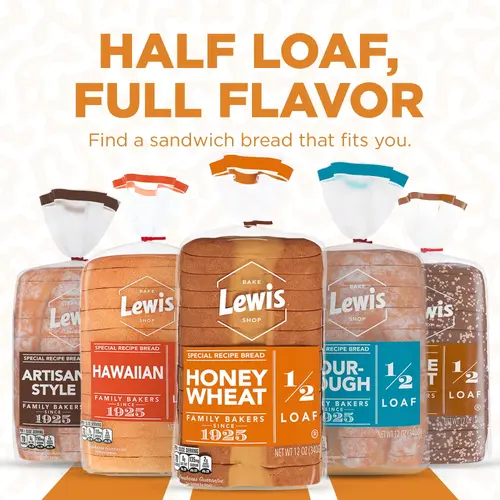 Lewis Bake Shop Honey Wheat Half Loaf Bread, 1/2 Loaf, 12 oz Pack of 2 thumbnail 4