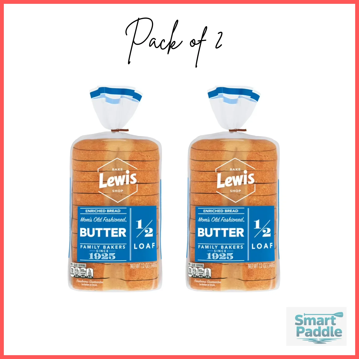 Lewis Bake Shop Honey Wheat Half Loaf Bread, 1/2 Loaf, 12 oz Pack of 4