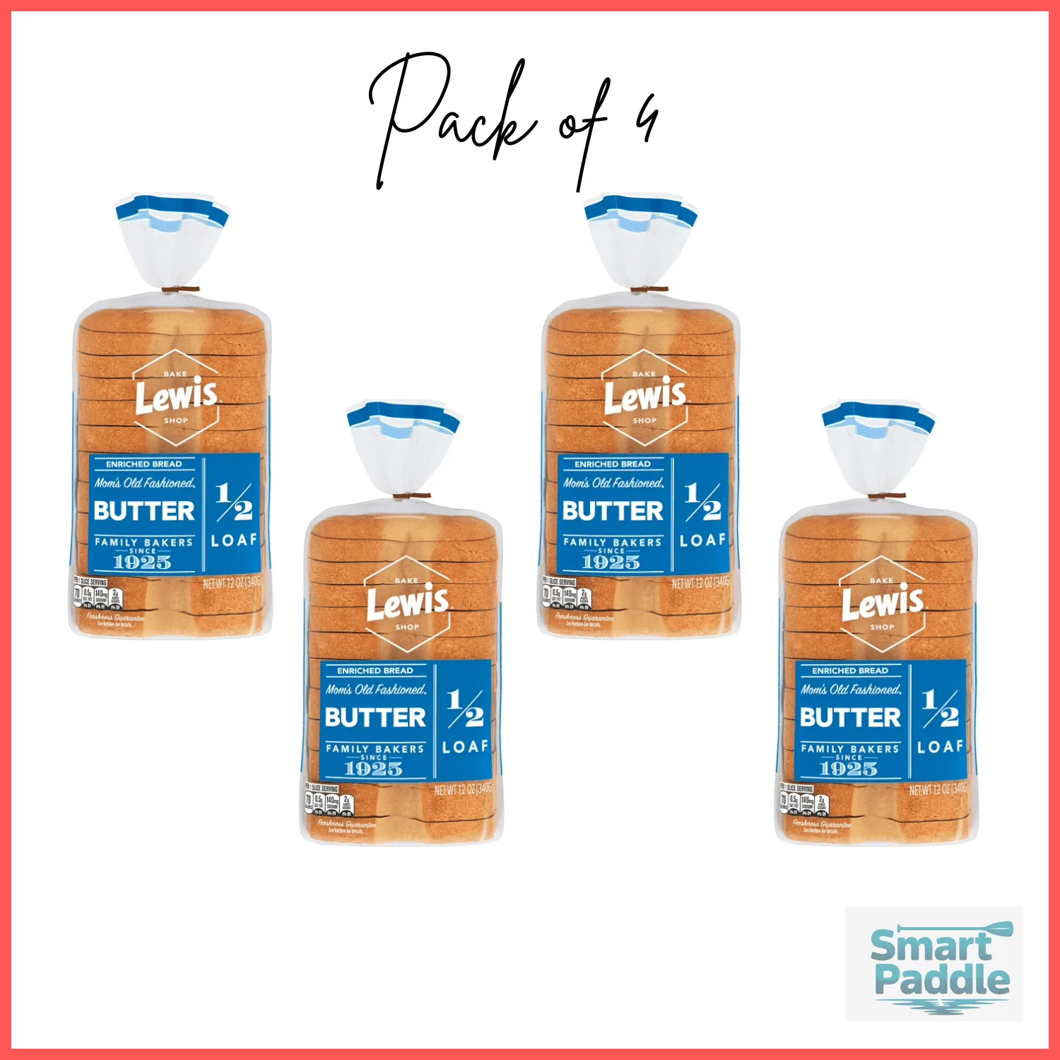 Lewis Bake Shop Butter White Half Loaf Bread, 1/2 Loaf, 12 oz Pack of 3