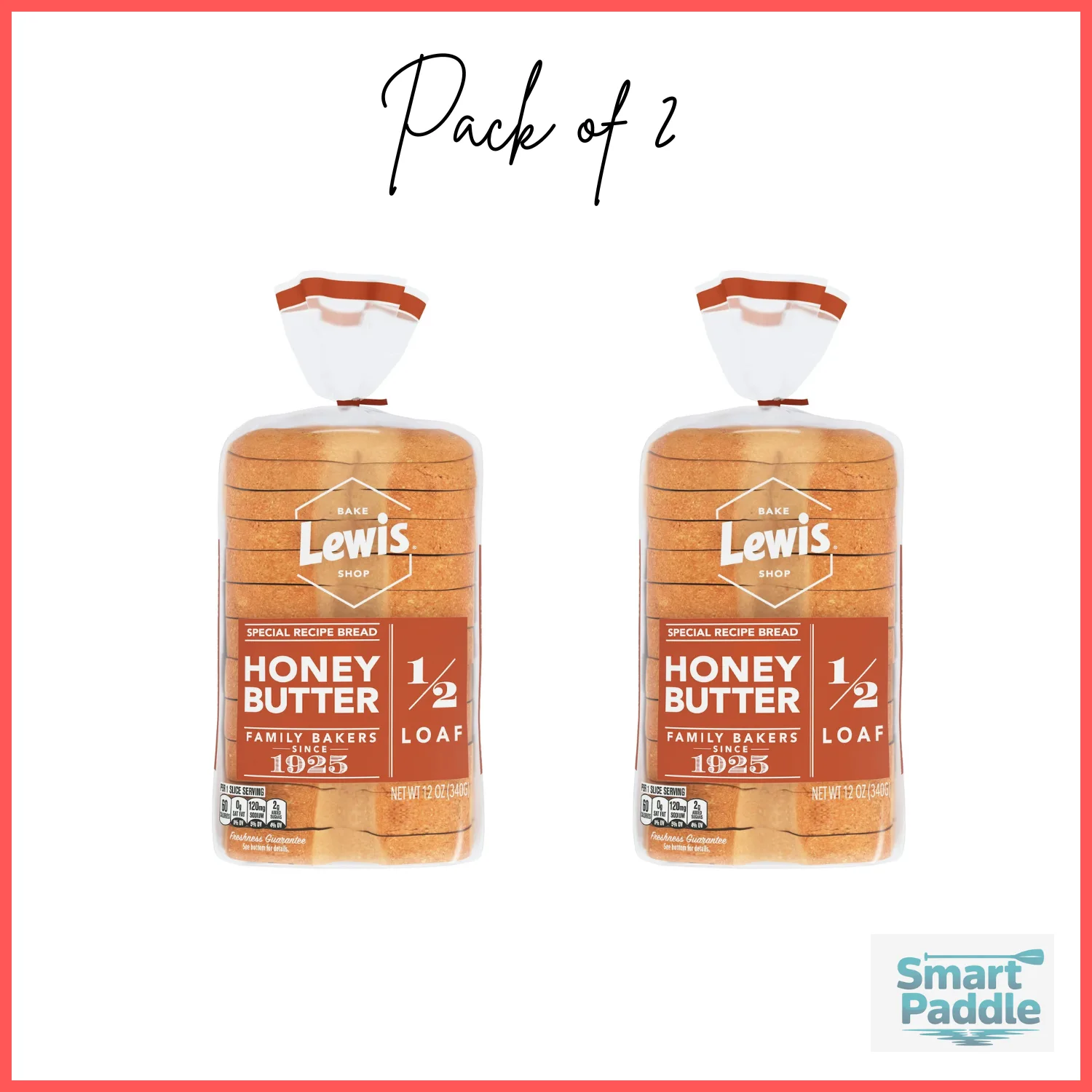 Lewis Bake Shop Honey Butter Half Loaf Bread, 1/2 Loaf, 12 oz Pack of 2