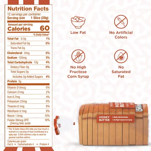 Lewis Bake Shop Honey Butter Half Loaf Bread, 1/2 Loaf, 12 oz Pack of 3 thumbnail 4