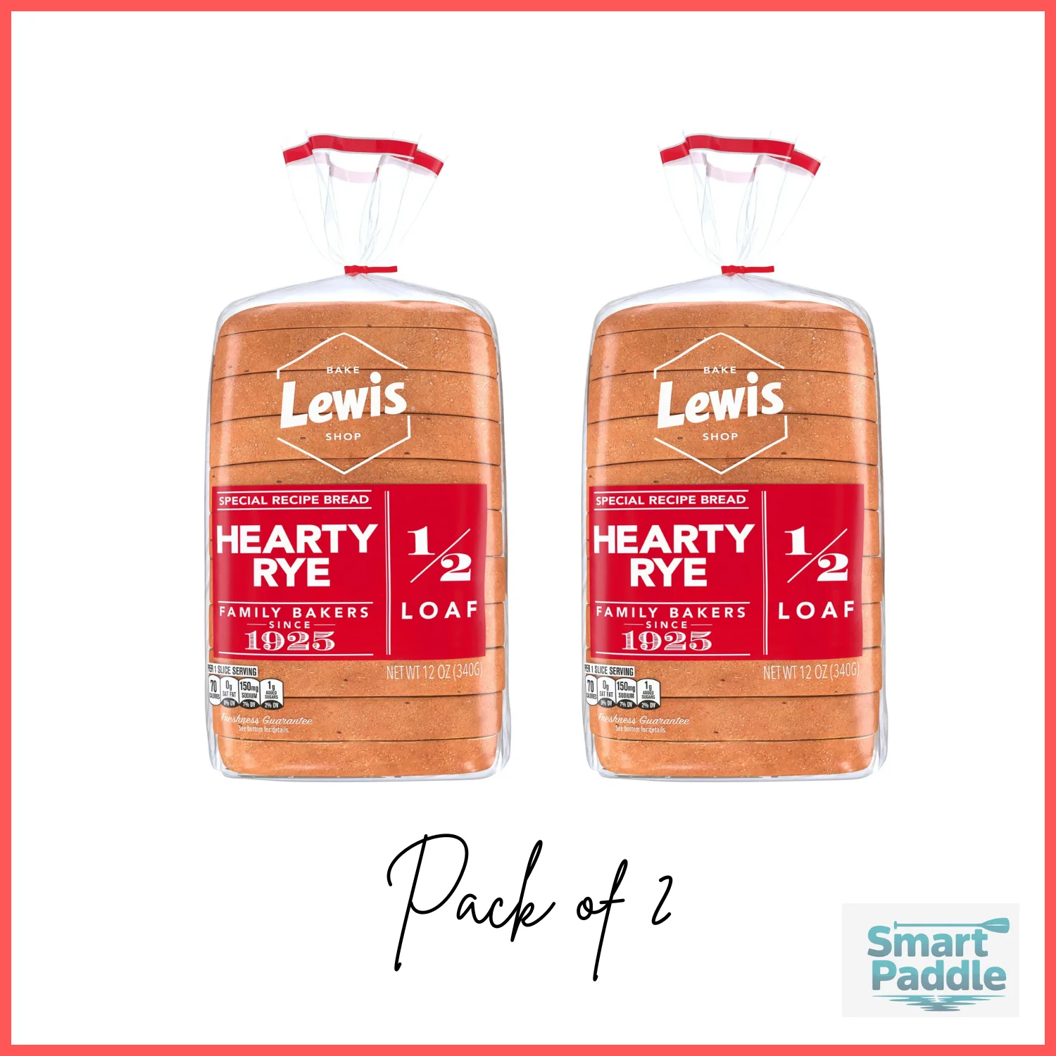 Lewis Bake Shop Hearty Rye Half Loaf Bread, 1/2 Loaf, 12 oz Pack of 2