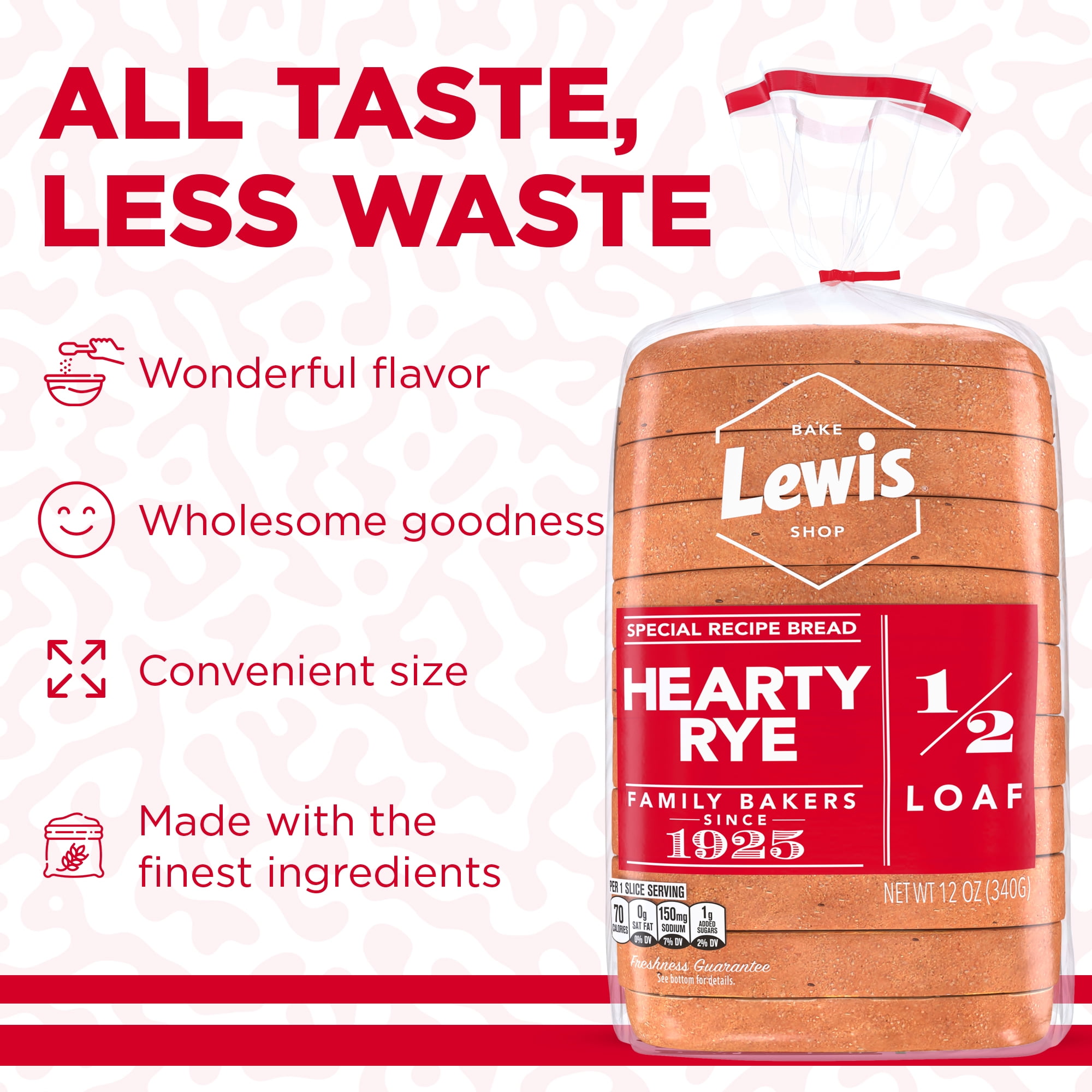 Lewis Bake Shop Hearty Rye Half Loaf Bread, 1/2 Loaf, 12 oz Pack of 2 thumbnail 4