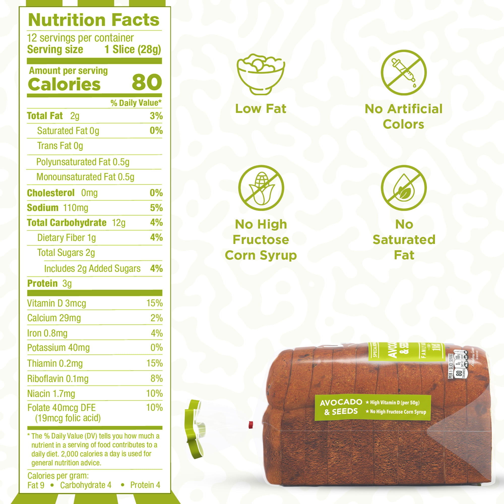 Lewis Bake Shop Avocado & Seeds Half Loaf Bread, 1/2 Loaf, 12 oz ... thumbnail 4