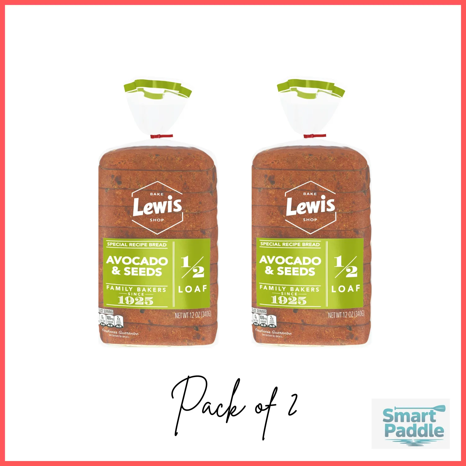 Lewis Bake Shop Avocado & Seeds Half Loaf Bread, 1/2 Loaf, 12 oz Pack of 2