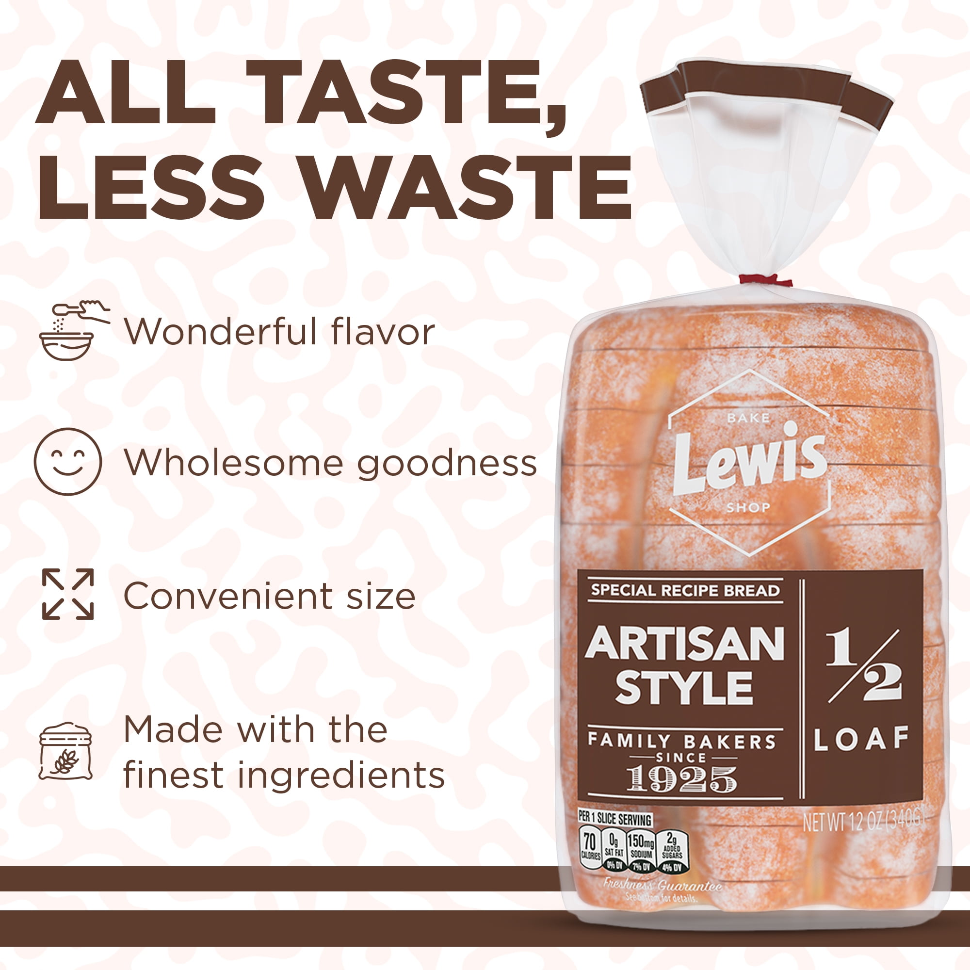 Lewis Bake Shop Artisan Style Half Loaf Bread, 1/2 Loaf, 12 oz Pack of 3 thumbnail 4