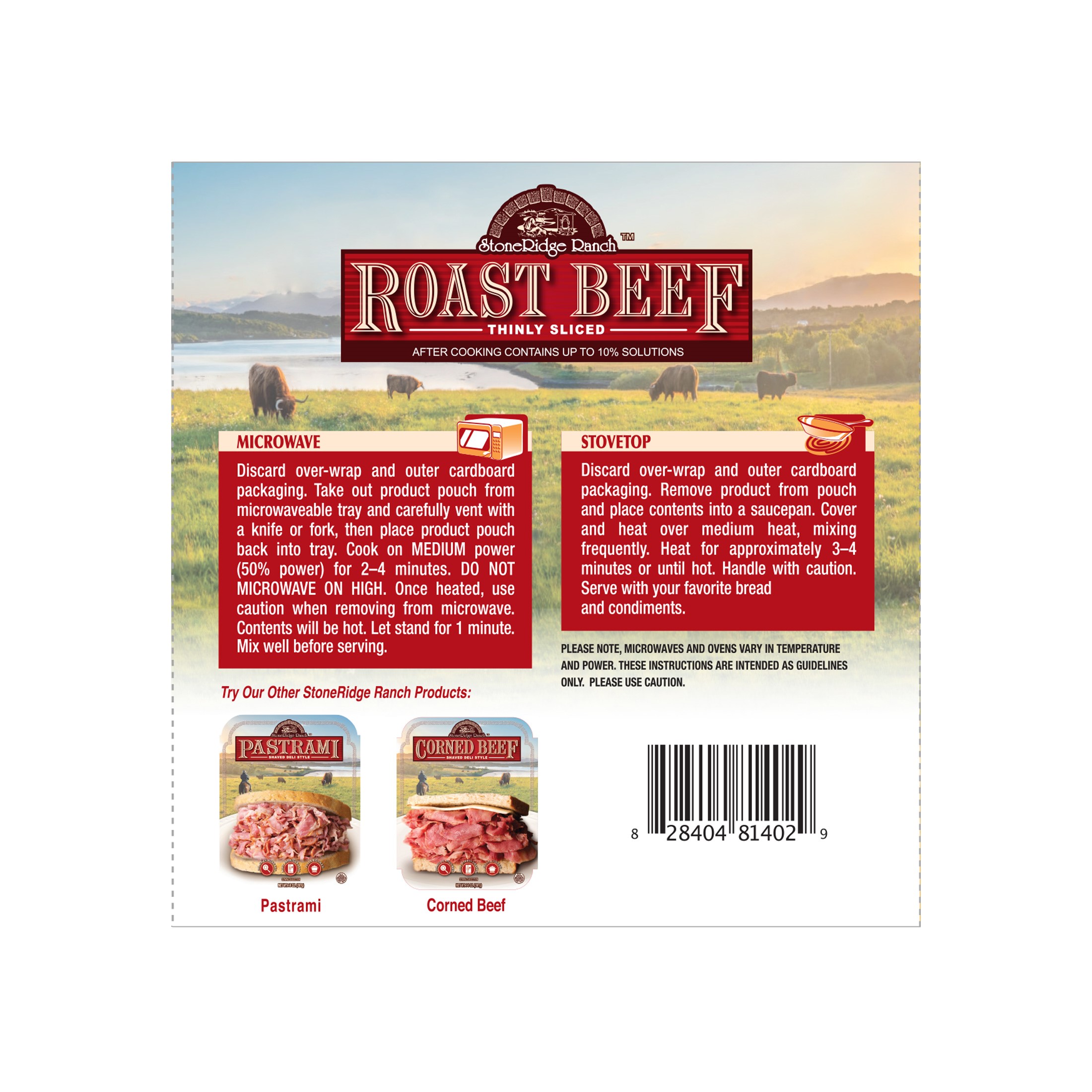 StoneRidge Ranch Thinly Sliced Roast Beef - 14oz USDA-Inspected Beef - Fully Cooked thumbnail 2