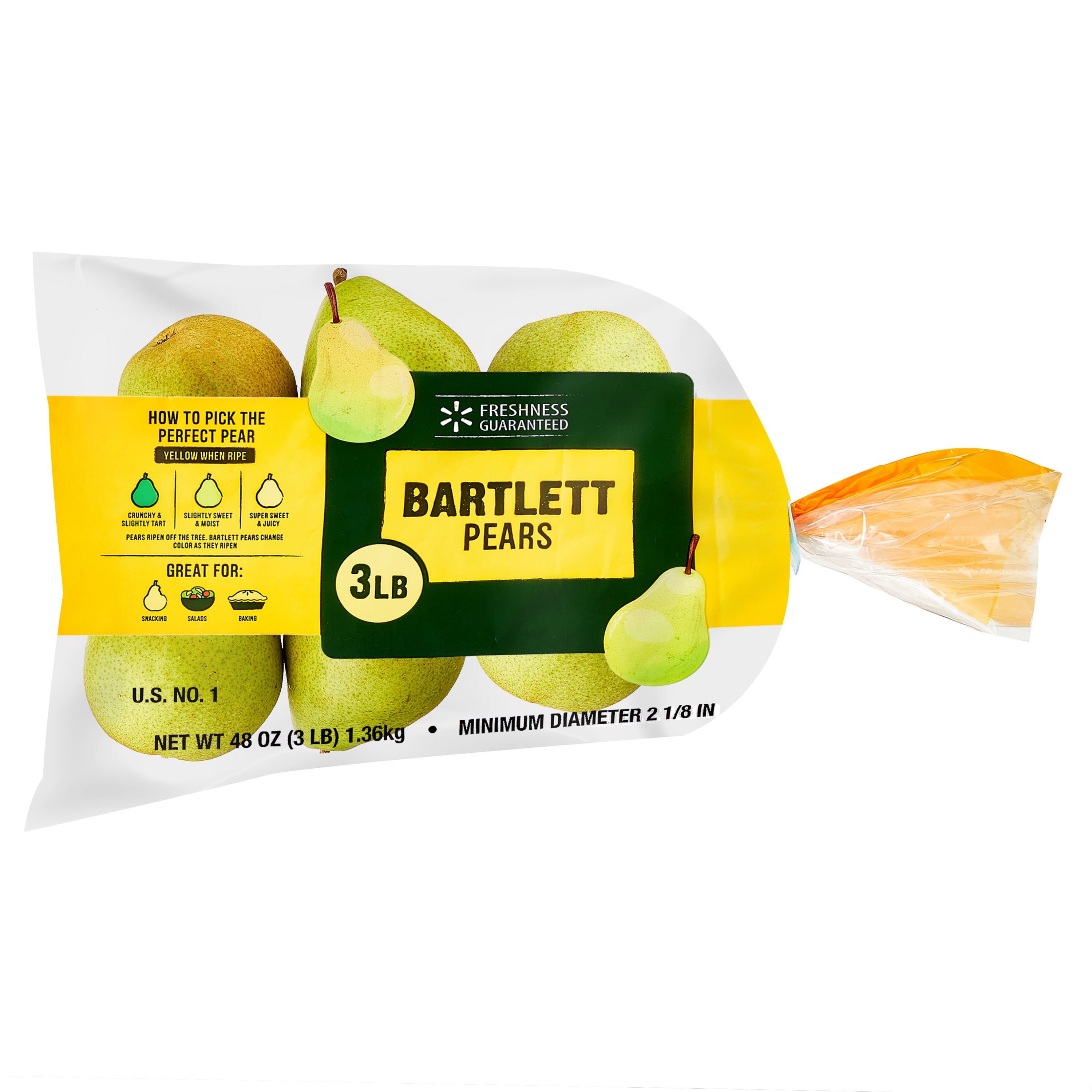 Fresh Bartlett Pears, 3 lb Bag