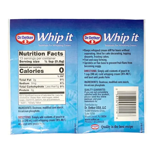 Dr. Oetker Whip It Whipping Cream Stabilizer 0.35 Oz. / 10 g. (Pack of 6) thumbnail 4