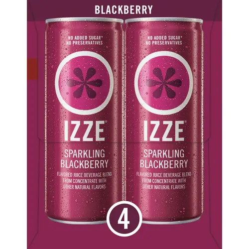 IZZE Sparkling Juice Beverage Blend Blackberry, No Sugar Added, 8.4 FL OZ, 4 Cans thumbnail 3
