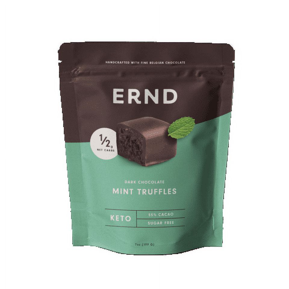 ERND Mint Dark Chocolate Truffles (7 oz) | Sugar Free | 1/2g Net Carbs | Belgian Chocolate | Individually Wrapped