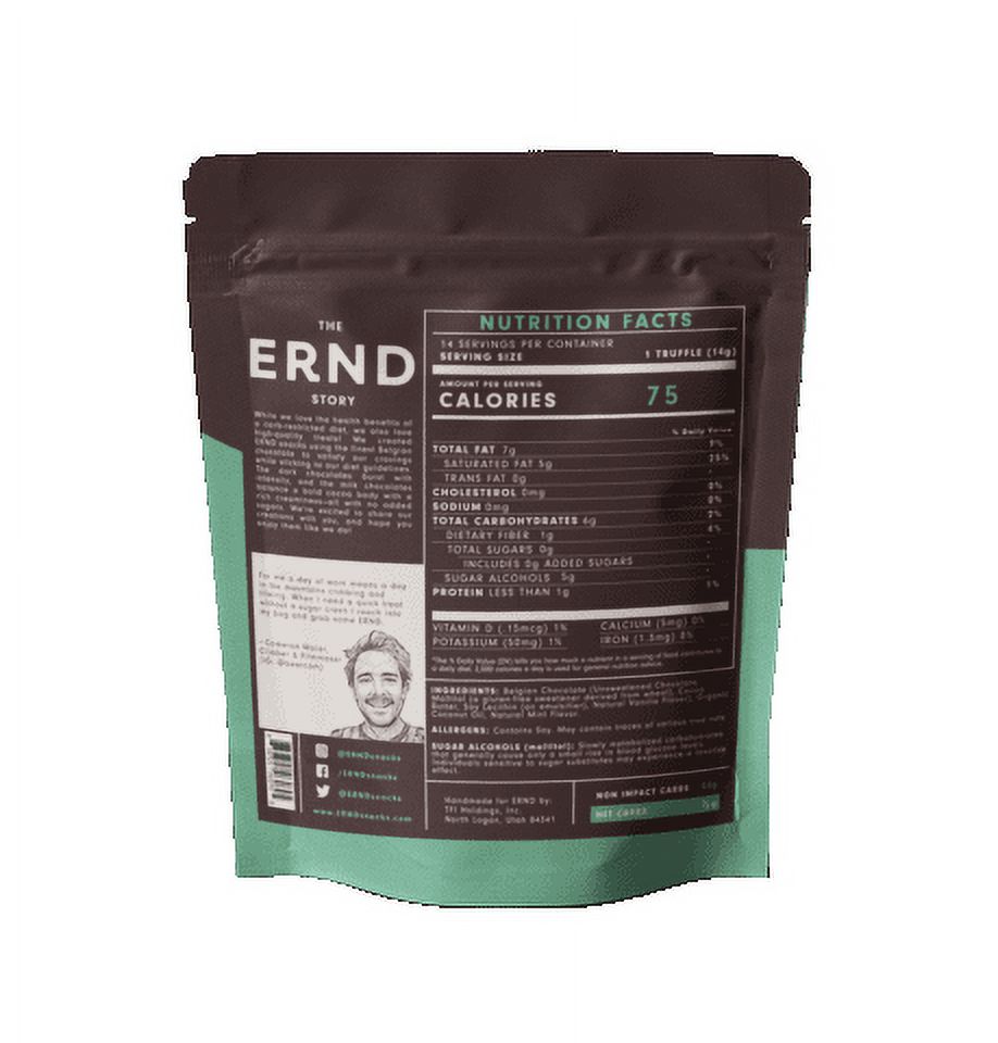 ERND Mint Dark Chocolate Truffles (7 oz) | Sugar Free | 1/2g Net Carbs | Belgian Chocolate | Individually Wrapped thumbnail 2