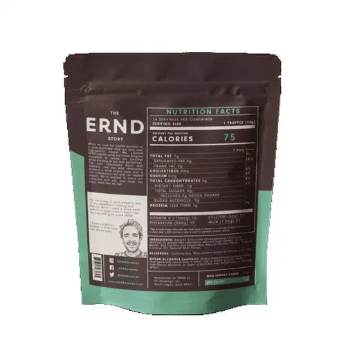 ERND Mint Dark Chocolate Truffles (7 oz) | Sugar Free | 1/2g Net Carbs | Belgian Chocolate | Individually Wrapped thumbnail 2