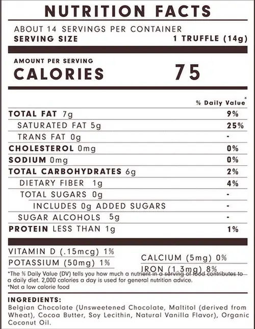 Coconut Dark Chocolate Truffles (7 oz) | Sugar Free | 1/2g Net Carbs | Belgian Chocolate | Individually Wrapped thumbnail 3