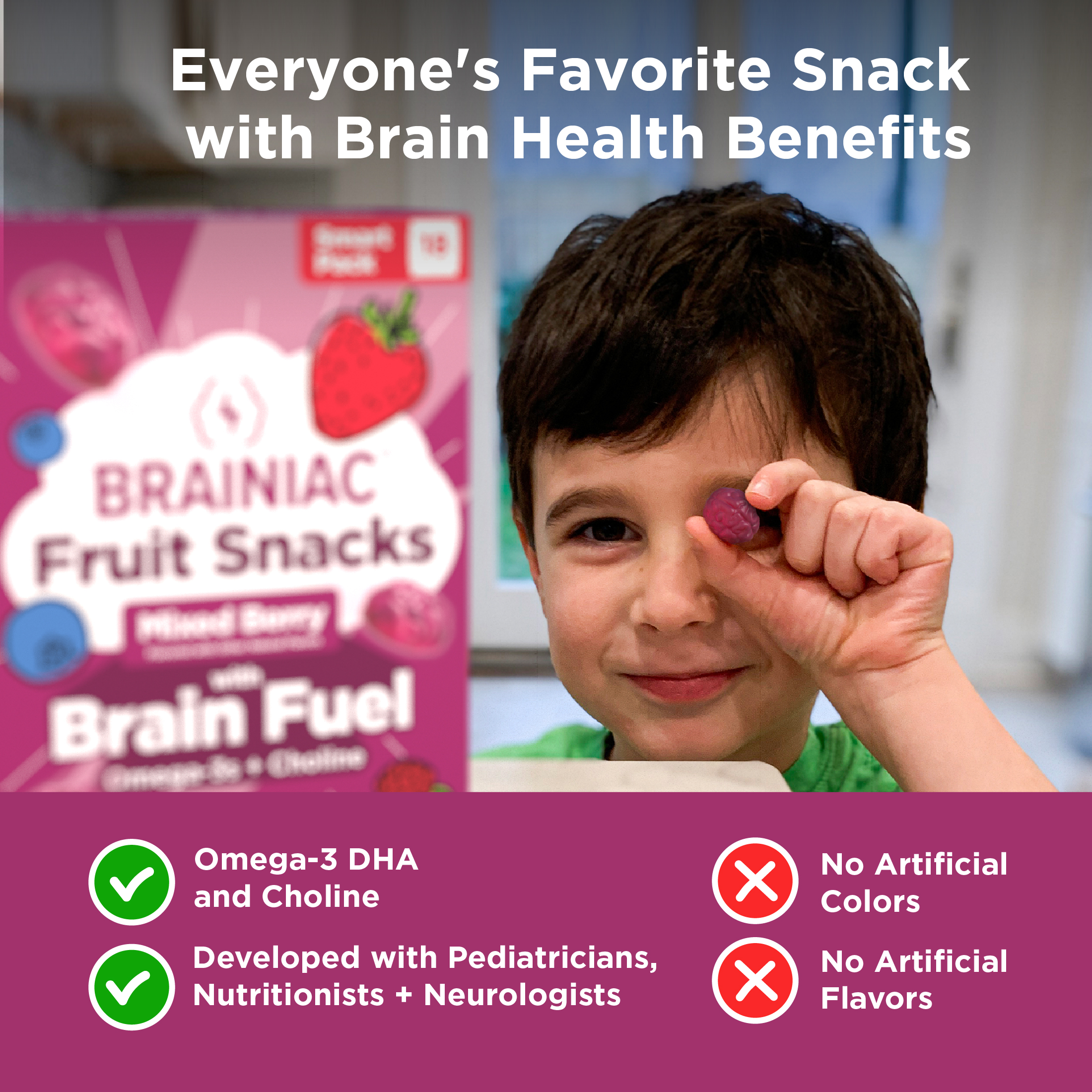 Brainiac Fruit Snacks with BrainPack, Mixed Berry Flavor, 18 count thumbnail 3