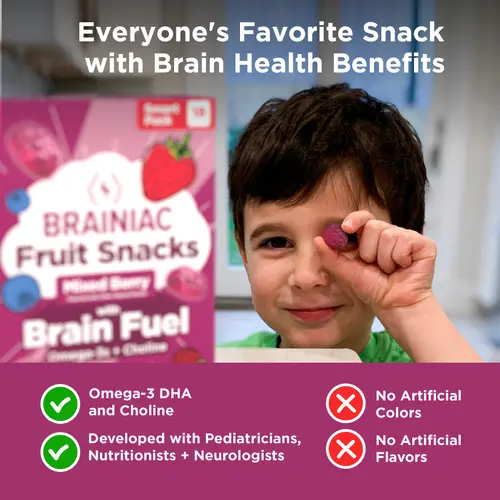 Brainiac Fruit Snacks with BrainPack, Mixed Berry Flavor, 18 count thumbnail 3