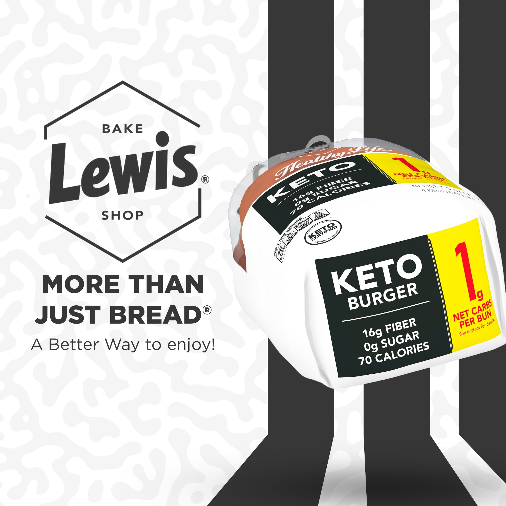 Lewis Bake Shop Healthy Life Keto White Burger Buns, 7.5 oz, 4 Count.. thumbnail 2
