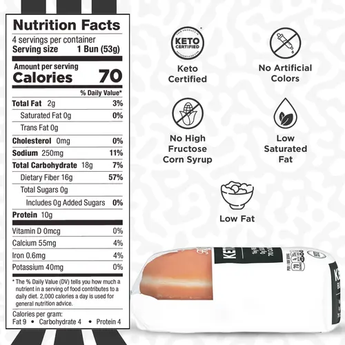 Lewis Bake Shop Healthy Life Keto White Burger Buns, 7.5 oz, 4 Count.. thumbnail 4