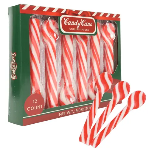 Christmas Candy Cane Spoons, Hot Chocolate Peppermint Stirrers, 12 Count, 5.08 Ounces