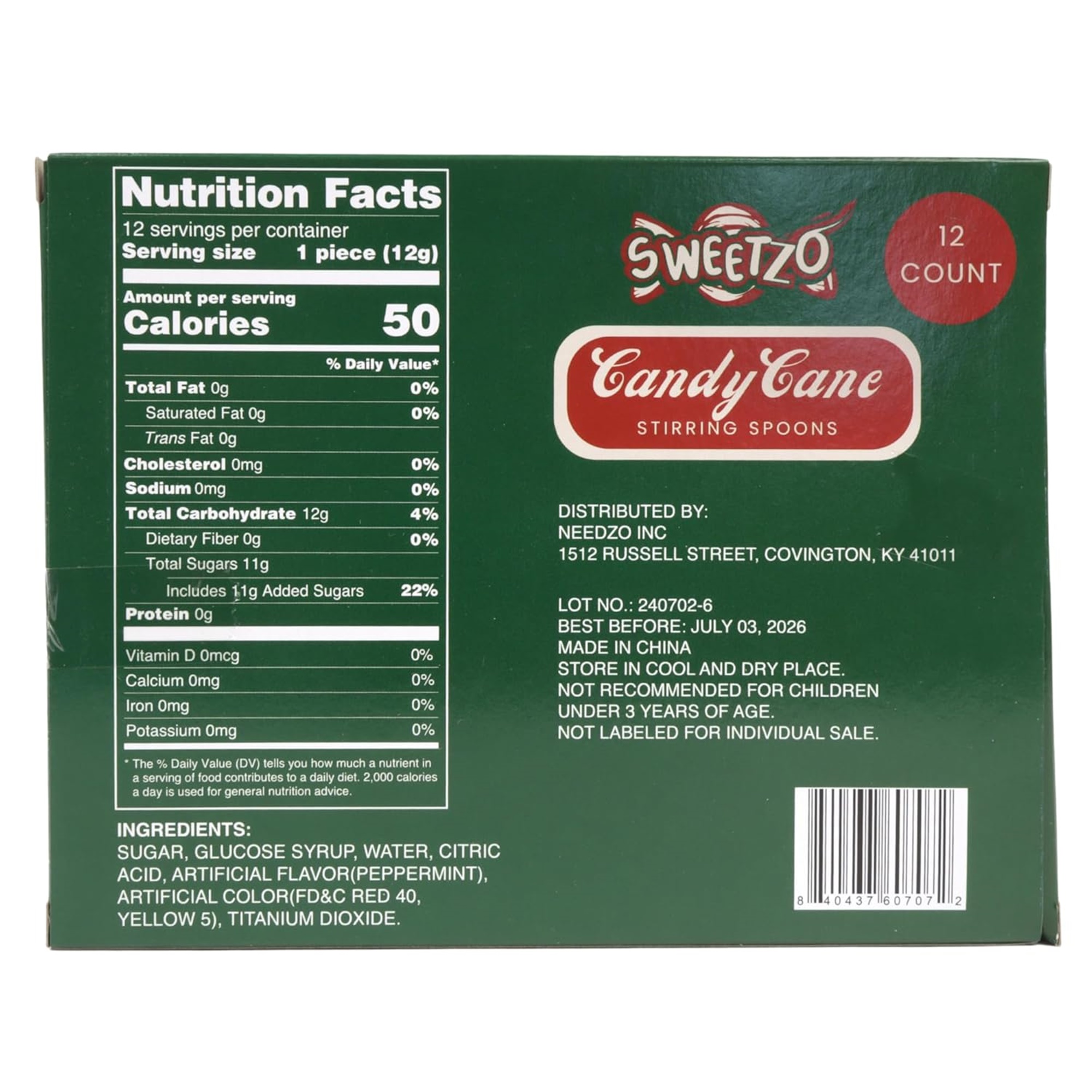 Christmas Candy Cane Spoons, Hot Chocolate Peppermint Stirrers, 12 Count, 5.08 Ounces thumbnail 2