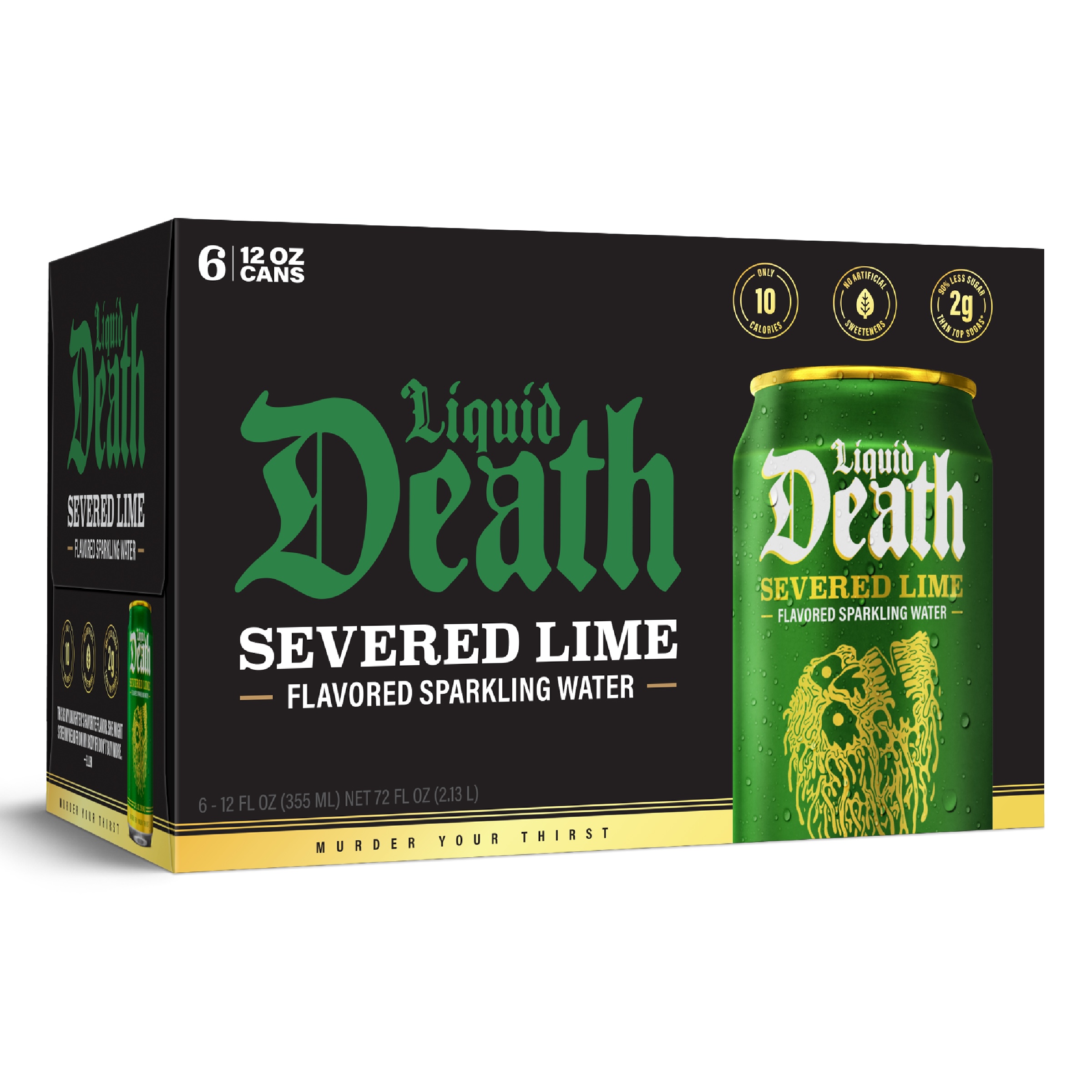 Liquid Death, Severed Lime, Lime-Flavored Sparkling Water, 6-Pack (12oz Cans), Low Calorie & No Artificial Sweeteners thumbnail 2