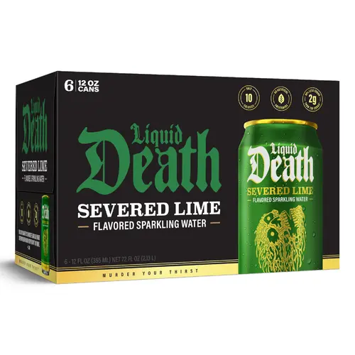 Liquid Death, Severed Lime, Lime-Flavored Sparkling Water, 6-Pack (12oz Cans), Low Calorie & No Artificial Sweeteners thumbnail 2