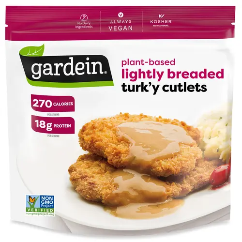 Gardein Plant-Based Lightly Breaded Turk'y Cutlets, Vegan, 12.3 oz (Frozen)