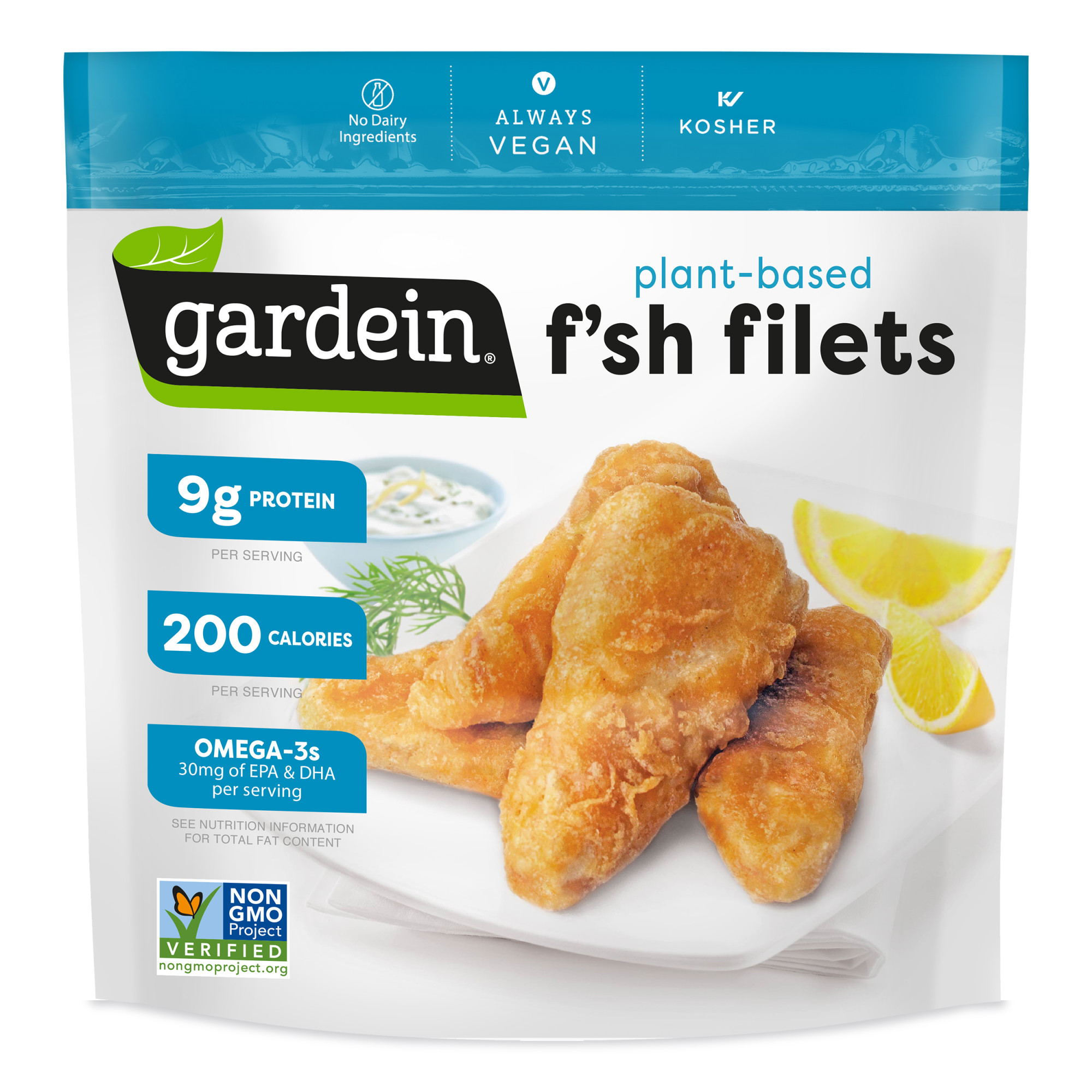 Gardein Plant-Based F'sh Golden Fishless Filets, Vegan, 10.1 oz (Frozen)