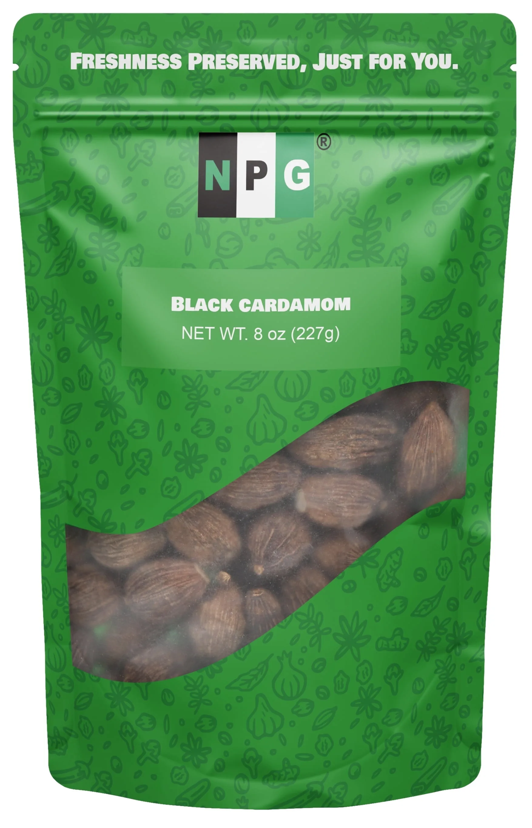 NPG Premium Black Cardamom Pods Whole Tsao Ko/Cao Guo 8 Ounces, Plump, Large, and Firm Brown Cardamom Seed Pods, All Natural Non