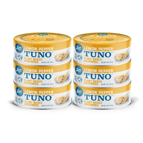 Loma Linda Tuno - Plant-Based - Lemon Pepper (5 oz.) (6-Pack ) - Non-GMO, Ocean Safe, Omega 3, Seafood Alternative