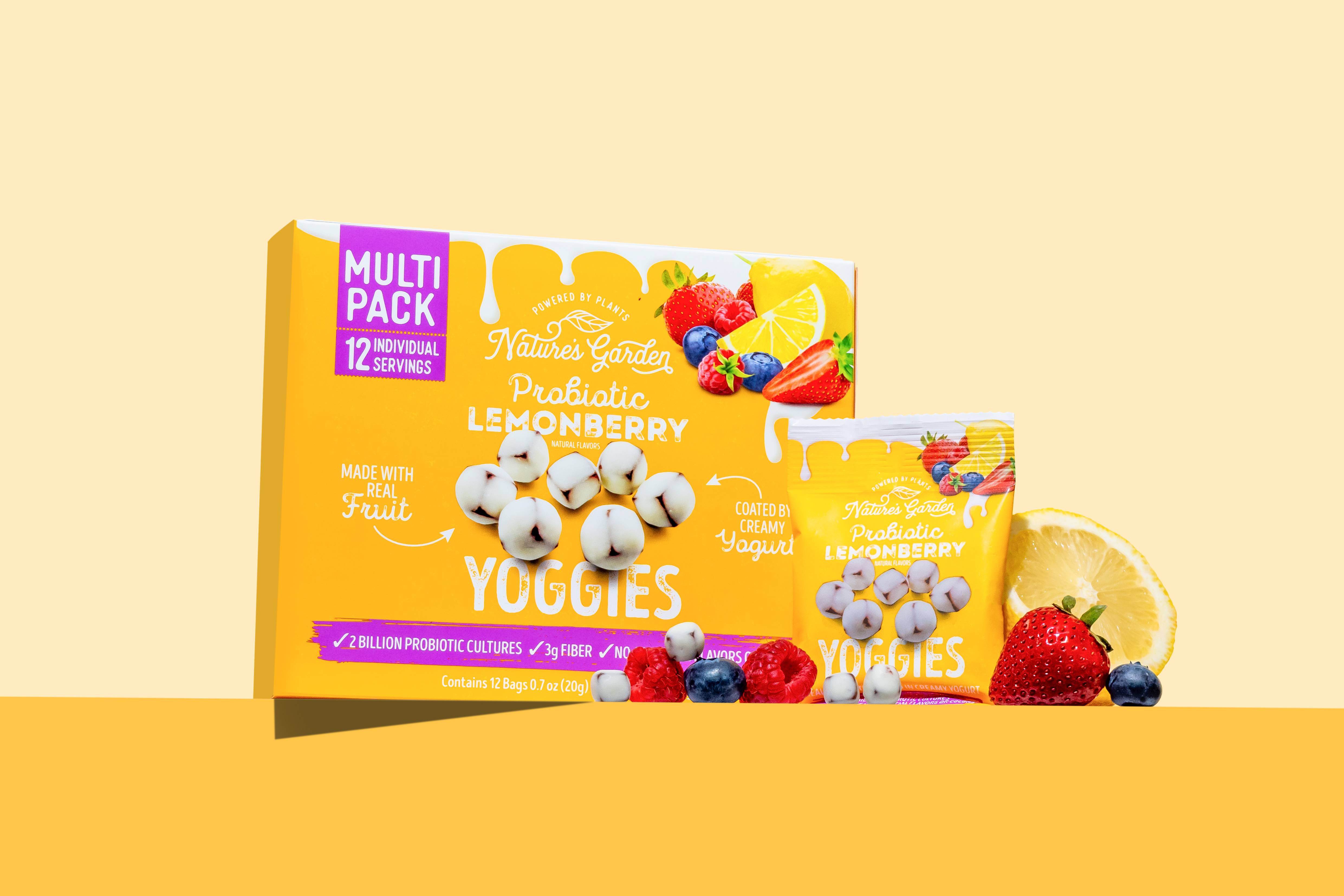 Nature's Garden, Probiotic Lemonberry Yoggies, Gluten- Free, Non-GMO, Soft Chew, Fruit Snacks, 0.7 oz, 12 Count thumbnail 4