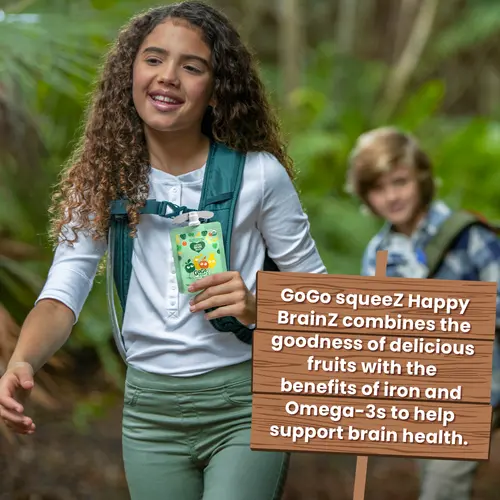GoGo squeeZ Happy BrainZ Apple Banana Pineapple Orange Snack Pouches, 3.2 oz, 10 Pack thumbnail 4